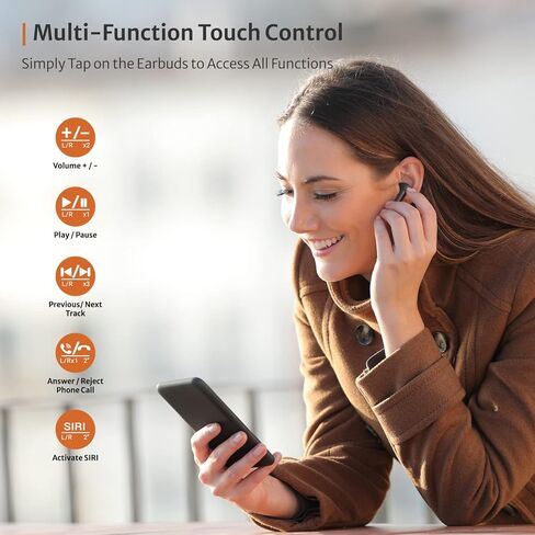 سينسو سماعات اذن بلوتوث لاسلكية من اوربيتس مع علبة شحن سريع USB نوع سي مدمجة، سماعات اذن بصوت جهوري عميق، 4 ميكروفونات اي ان سي بخاصية الغاء الضوضاء لمكالمات واضحة، مقاومة للماء IPX للجري في صالة in Kuwait