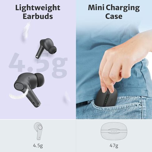 سينسو سماعات اذن بلوتوث لاسلكية من اوربيتس مع علبة شحن سريع USB نوع سي مدمجة، سماعات اذن بصوت جهوري عميق، 4 ميكروفونات اي ان سي بخاصية الغاء الضوضاء لمكالمات واضحة، مقاومة للماء IPX للجري في صالة in Kuwait