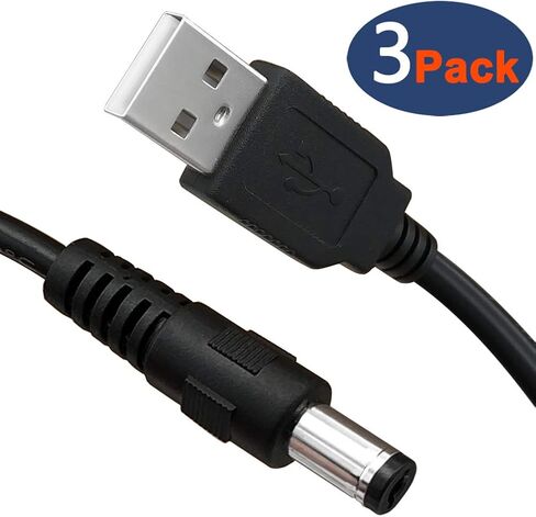 SIOCEN 3-Pack 4ft USB 2.0 A Type Male to DC 5.5 x 2.1mm DC 5V Power Plug Connector Cable USB to 5v Power Cable USB to DC Power Charger Cord in Saudi Arabia
