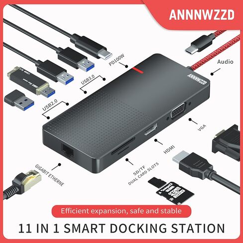 محول USB C Hub Ethernet، محول ANNNWZZD 7 في 1 USB C PD Ethernet Hub مع 3 منافذ إخراج USB 3.0 وUSB-C in Kuwait