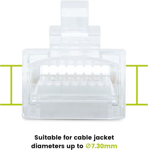 موصلات تمرير TrueCABLE Cat6/6A RJ45، قابس معياري غير محمي (UTP)، مدرج في قائمة UL، نهاية تجعيد EZ، مطلية بالذهب 3 شقوق 8P8C، 100 قطعة in Saudi Arabia