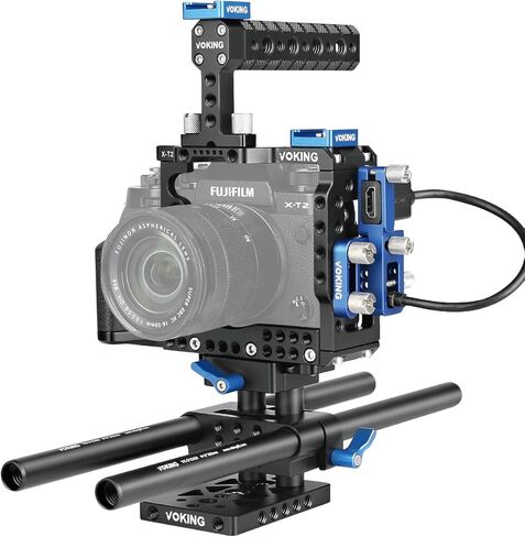 Voking سبائك الألومنيوم VK-XT2B متابعة التركيز كاميرا فيديو صناعة الأفلام قفص عدة ل Fujifilm X-T2 in Kuwait