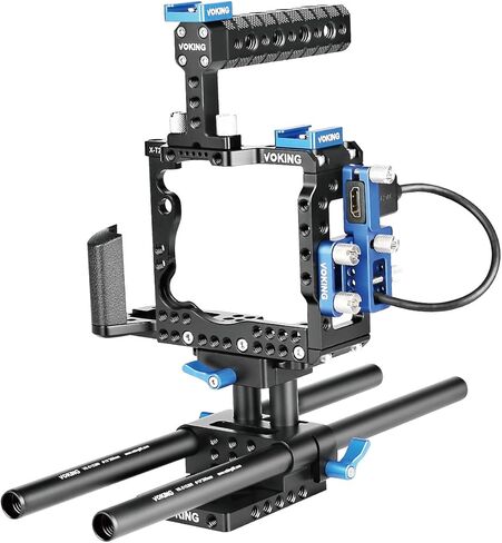 Voking سبائك الألومنيوم VK-XT2B متابعة التركيز كاميرا فيديو صناعة الأفلام قفص عدة ل Fujifilm X-T2 in Kuwait