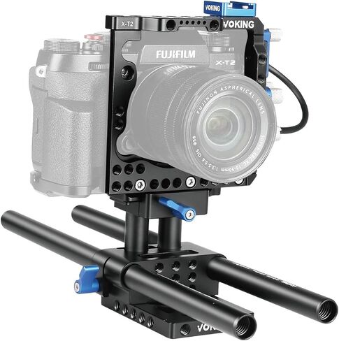Voking سبائك الألومنيوم VK-XT2B متابعة التركيز كاميرا فيديو صناعة الأفلام قفص عدة ل Fujifilm X-T2 in Kuwait