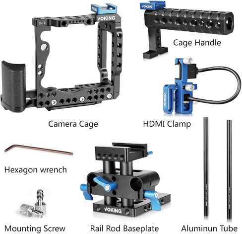 Voking سبائك الألومنيوم VK-XT2B متابعة التركيز كاميرا فيديو صناعة الأفلام قفص عدة ل Fujifilm X-T2 in Kuwait