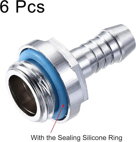 uxcell Brass Hose Fitting G1/4 Thread with OD 4mm Nozzle for PC Water Cooling System 6pcs in Kuwait