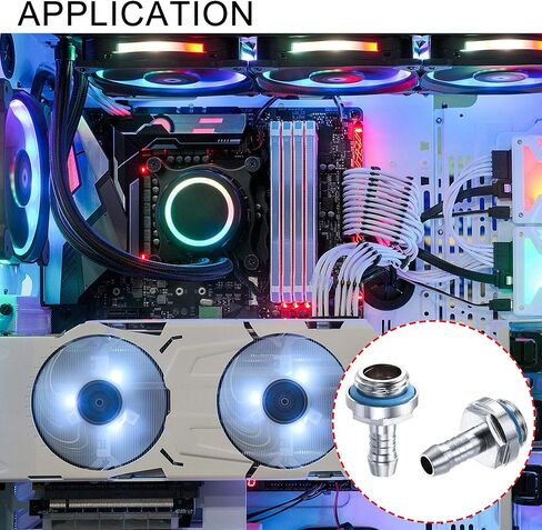 uxcell Brass Hose Fitting G1/4 Thread with OD 4mm Nozzle for PC Water Cooling System 6pcs in Kuwait