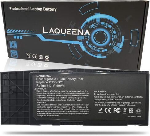 LAQUEENA BTYVOY1 Laptop Replacement Battery for Alienware M17x R3 R4 Series 7XC9N C0C5M 0C0C5M 318-0397 05WP5W 5WP5W 11.1V 90WH/8100MAH 9-Cell in Saudi Arabia