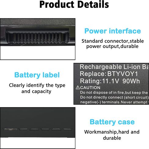 LAQUEENA BTYVOY1 Laptop Replacement Battery for Alienware M17x R3 R4 Series 7XC9N C0C5M 0C0C5M 318-0397 05WP5W 5WP5W 11.1V 90WH/8100MAH 9-Cell in Saudi Arabia
