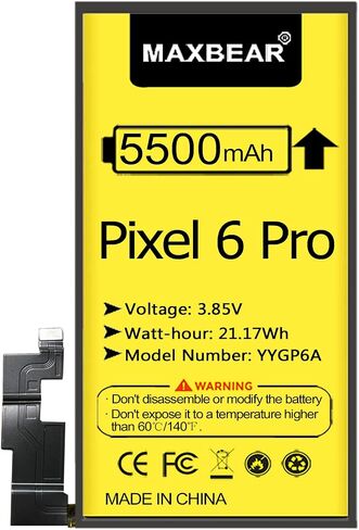 MAXBEAR Google Pixel 6 Pro Battery, (Upgraded) 5500mAh 3.85V Li-Polymer Replacement Battery for HTC Google Pixel 6 Pro with Repair Tool Kit in Saudi Arabia