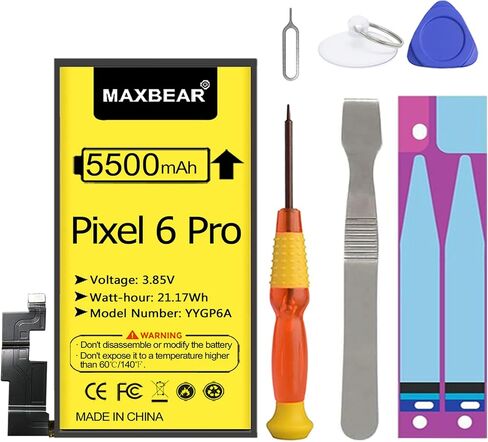 MAXBEAR Google Pixel 6 Pro Battery, (Upgraded) 5500mAh 3.85V Li-Polymer Replacement Battery for HTC Google Pixel 6 Pro with Repair Tool Kit in Saudi Arabia