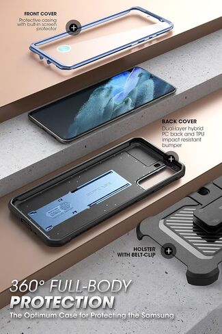 حافظة سلسلة SUPCASE Unicorn Beetle Pro مصممة لهاتف Samsung Galaxy S21 FE (إصدار 2022)، حافظة متينة بطبقة مزدوجة لكامل الجسم وحافظة بمسند مع واقي شاشة مدمج (رودي) in Saudi Arabia