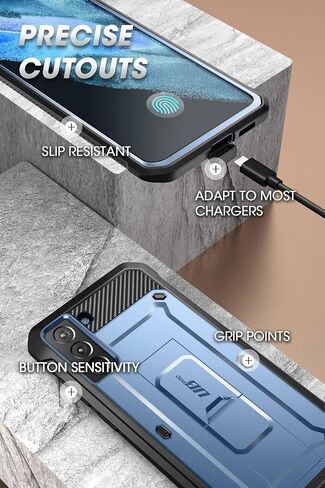 حافظة سلسلة SUPCASE Unicorn Beetle Pro مصممة لهاتف Samsung Galaxy S21 FE (إصدار 2022)، حافظة متينة بطبقة مزدوجة لكامل الجسم وحافظة بمسند مع واقي شاشة مدمج (رودي) in Saudi Arabia