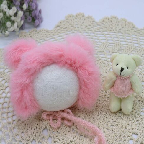 Newborn Photography Props Wrap Blanket, Bear Bonnet Hat Cap & Accessories for Baby Boys Girls Photo Shoot in Kuwait