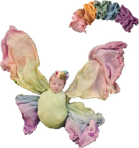 RUZHILING Newborn Photography Rainbow Wraps Baby Photo Stretch Wrap Props Infant Blanket Swaddle Girl Boy (Multicolor) in Saudi Arabia
