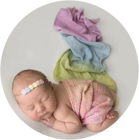 RUZHILING Newborn Photography Rainbow Wraps Baby Photo Stretch Wrap Props Infant Blanket Swaddle Girl Boy (Multicolor) in Saudi Arabia