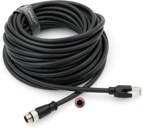 كابل AConnect M12-A-Code-RJ45-Ethernet لـ Cognex DM300 M12 8-Pin A-Code ذكر إلى RJ45 للكاميرا الصناعية 3.3 قدم/1 متر in Kuwait