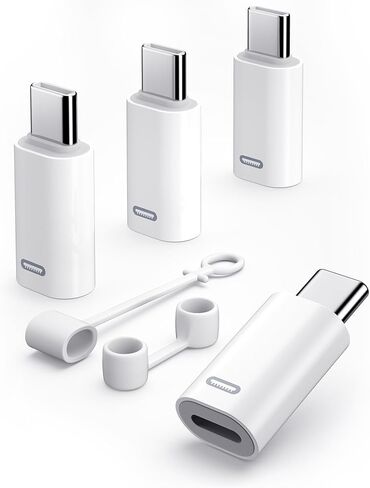 محول إضاءة أنثى إلى USB C ذكر لهاتف iPhone 15 Series 4Pack، محول إضاءة أبيض إلى USB C لهاتف iPhone 15/15 Sumsung، المزيد من أجهزة USB C - يدعم الشحن السريع ومزامنة البيانات، وليس OTG/أبيض/4 عبوات in Kuwait