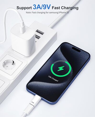 محول إضاءة أنثى إلى USB C ذكر لهاتف iPhone 15 Series 4Pack، محول إضاءة أبيض إلى USB C لهاتف iPhone 15/15 Sumsung، المزيد من أجهزة USB C - يدعم الشحن السريع ومزامنة البيانات، وليس OTG/أبيض/4 عبوات in Kuwait
