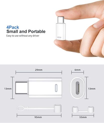 محول إضاءة أنثى إلى USB C ذكر لهاتف iPhone 15 Series 4Pack، محول إضاءة أبيض إلى USB C لهاتف iPhone 15/15 Sumsung، المزيد من أجهزة USB C - يدعم الشحن السريع ومزامنة البيانات، وليس OTG/أبيض/4 عبوات in Kuwait