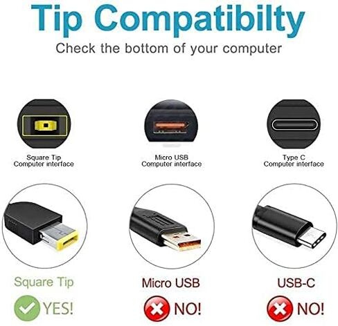 شاحن محول تيار متردد 65 وات 20 فولت 3.25 أمبير مناسب لجهاز Lenovo ThinkPad Yoga 13 13-2191،X1 Carbon، Flex 14،G50 T460 T470 T440 T450، ADLX65NDT3A ADLX65NDC3 ADLX65SLC2A ADP-65FD B سلك إمداد الطاقة للكمبيوتر المحمول in Saudi Arabia