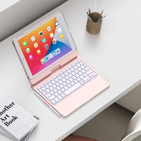 حافظة تشيسونا آيباد الجيل التاسع مع لوحة مفاتيح، قابلة للدوران 360 درجة، إضاءة خلفية 7 ألوان، غطاء نحيف، حامل أقلام أبل، لوحة مفاتيح لجهاز آيباد (الجيل الثامن/السابع 10.2 بوصة)، آيباد إير الجيل الثالث، آيباد برو 10.5 بوصة in Kuwait