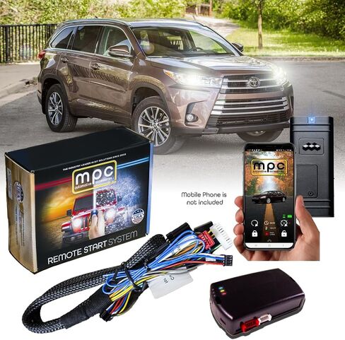 MPC Plug N Play Remote Starter for 2014-2019 Toyota Highlander |Push to Start| |Gas| with T-Harness - (2) Ultra-Compact Extended Range 1-Button Remotes - Up to 1,500 ft in Kuwait
