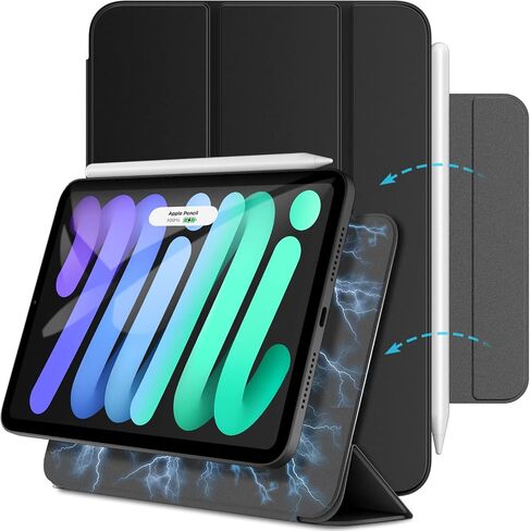 JETech Magnetic Case for iPad Mini 6 (8.3-Inch 2021 Model), Support 2nd Gen Pencil Charging, Magnetic Attachment, Slim Smart Tablet Cover with Auto Wake/Sleep (Black) in Saudi Arabia