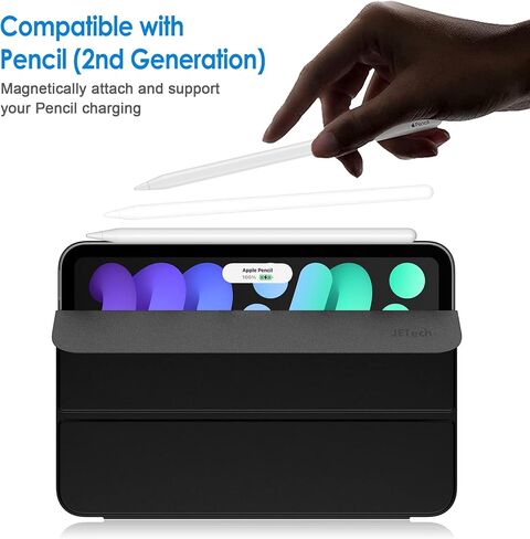 JETech Magnetic Case for iPad Mini 6 (8.3-Inch 2021 Model), Support 2nd Gen Pencil Charging, Magnetic Attachment, Slim Smart Tablet Cover with Auto Wake/Sleep (Black) in Saudi Arabia