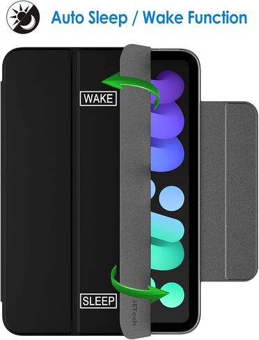 JETech Magnetic Case for iPad Mini 6 (8.3-Inch 2021 Model), Support 2nd Gen Pencil Charging, Magnetic Attachment, Slim Smart Tablet Cover with Auto Wake/Sleep (Black) in Saudi Arabia