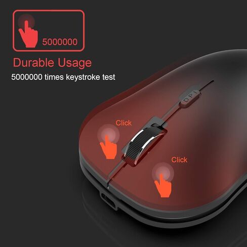 ماوس Arteck 2.4G لاسلكي مع جهاز استقبال USB نانو، تصميم مريح، النقر الصامت للكمبيوتر/سطح المكتب/الكمبيوتر الشخصي/الكمبيوتر المحمول وWindows 10/8/7 مدمج في بطارية قابلة لإعادة الشحن (أسود) in Saudi Arabia