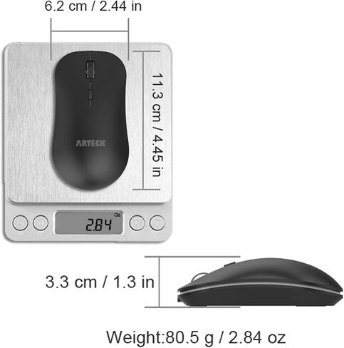 ماوس Arteck 2.4G لاسلكي مع جهاز استقبال USB نانو، تصميم مريح، النقر الصامت للكمبيوتر/سطح المكتب/الكمبيوتر الشخصي/الكمبيوتر المحمول وWindows 10/8/7 مدمج في بطارية قابلة لإعادة الشحن (أسود) in Saudi Arabia
