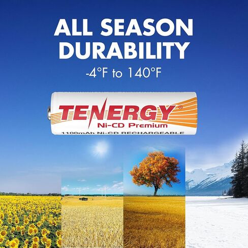 Tenergy AA Premium NiCd Rechargeable Batteries 1100mAh 1.2V Battery Pack for Solar Lights, Garden Lights, 8 Count in Saudi Arabia