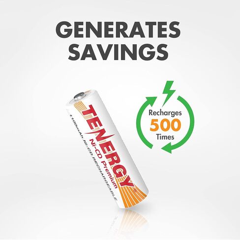 Tenergy AA Premium NiCd Rechargeable Batteries 1100mAh 1.2V Battery Pack for Solar Lights, Garden Lights, 8 Count in Saudi Arabia