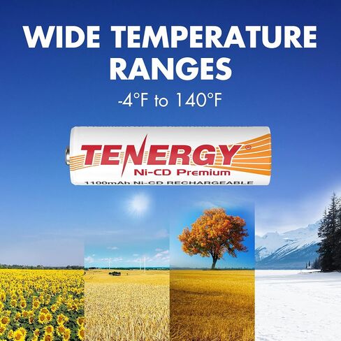 Tenergy AA Premium NiCd Rechargeable Batteries 1100mAh 1.2V Battery Pack for Solar Lights, Garden Lights, 8 Count in Saudi Arabia