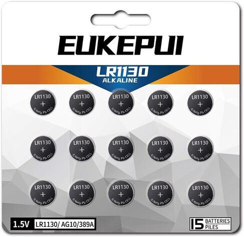 EUKEPUI عدد 15 بطاريات LR1130، بطارية قلوية AG10 389 1.5 فولت in Kuwait