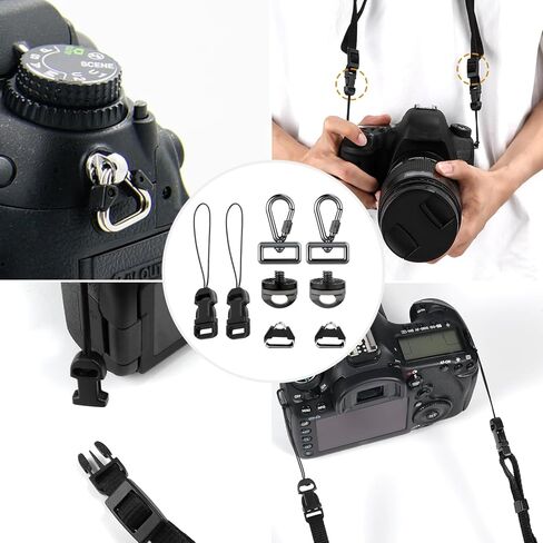 8 قطع من حزام الكاميرا سريع الفك، مشبك قابل للتعديل سريع الفك لحزام الكاميرا، محول موصل مشبك سريع الفك إلى حزام رقبة الكاميرا (أسود) in Kuwait