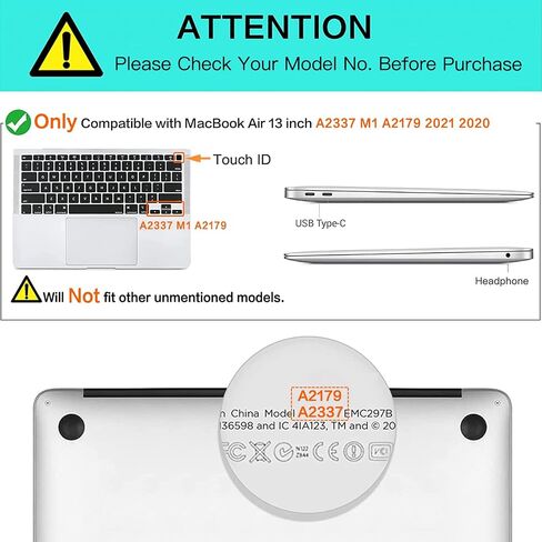 MOSISO Keyboard Cover Compatible with MacBook Air 13 inch 2022 2021 2020 Release A2337 M1 A2179 Backlit Magic Keyboard with Retina Display & Touch ID, Silicone Skin, Mac OS X Shortcut, Rose Quartz in Saudi Arabia