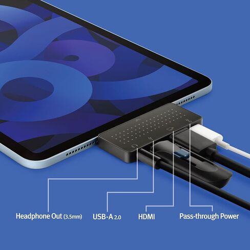 اثنا عشر جنوبًا StayGo | موزع USB-C لأجهزة MacBooks من النوع C وiMac M1 وأجهزة الكمبيوتر المحمولة وiPad Pro مع كابل سطح المكتب بطول 1 متر + كابل سفر قابل للتخزين للمنزل والمكتب والسفر (أبيض) in Saudi Arabia