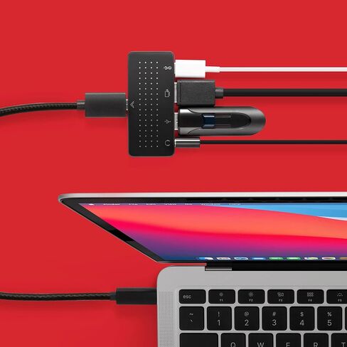 اثنا عشر جنوبًا StayGo | موزع USB-C لأجهزة MacBooks من النوع C وiMac M1 وأجهزة الكمبيوتر المحمولة وiPad Pro مع كابل سطح المكتب بطول 1 متر + كابل سفر قابل للتخزين للمنزل والمكتب والسفر (أبيض) in Saudi Arabia