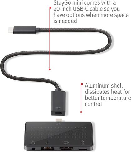 اثنا عشر جنوبًا StayGo | موزع USB-C لأجهزة MacBooks من النوع C وiMac M1 وأجهزة الكمبيوتر المحمولة وiPad Pro مع كابل سطح المكتب بطول 1 متر + كابل سفر قابل للتخزين للمنزل والمكتب والسفر (أبيض) in Saudi Arabia