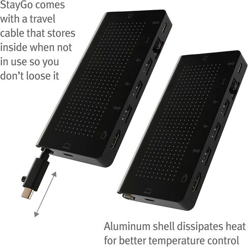 اثنا عشر جنوبًا StayGo | موزع USB-C لأجهزة MacBooks من النوع C وiMac M1 وأجهزة الكمبيوتر المحمولة وiPad Pro مع كابل سطح المكتب بطول 1 متر + كابل سفر قابل للتخزين للمنزل والمكتب والسفر (أبيض) in Kuwait