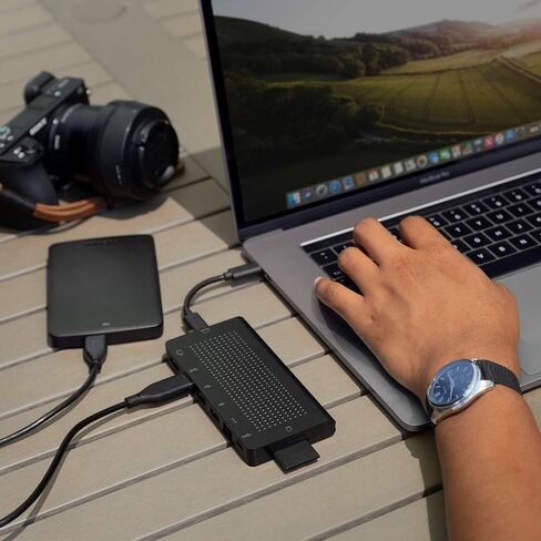 اثنا عشر جنوبًا StayGo | موزع USB-C لأجهزة MacBooks من النوع C وiMac M1 وأجهزة الكمبيوتر المحمولة وiPad Pro مع كابل سطح المكتب بطول 1 متر + كابل سفر قابل للتخزين للمنزل والمكتب والسفر (أبيض) in Kuwait