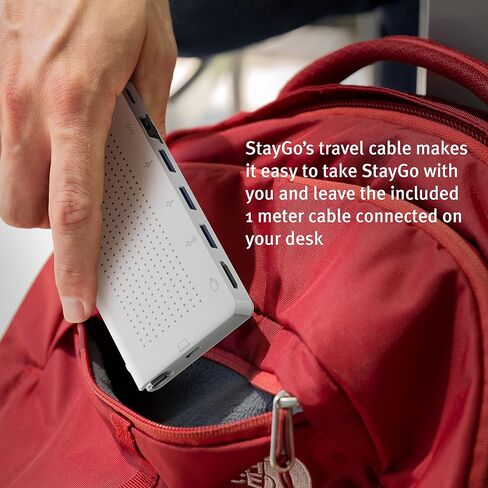 اثنا عشر جنوبًا StayGo | موزع USB-C لأجهزة MacBooks من النوع C وiMac M1 وأجهزة الكمبيوتر المحمولة وiPad Pro مع كابل سطح المكتب بطول 1 متر + كابل سفر قابل للتخزين للمنزل والمكتب والسفر (أبيض) in Saudi Arabia
