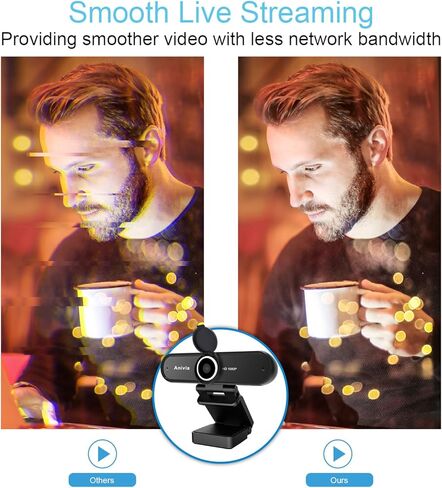 Emonoo W10 1080P HD Webcam with Microphone, Web Camera with Privacy Cover and Tripod Stand, USB Camera for Computer Plug and Play, 30FPS, for Meetings Video Calls Compatible with Desktop Laptop in Kuwait