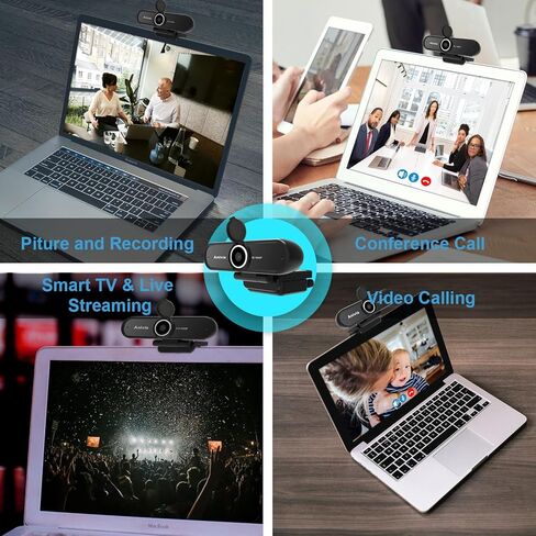 Emonoo W10 1080P HD Webcam with Microphone, Web Camera with Privacy Cover and Tripod Stand, USB Camera for Computer Plug and Play, 30FPS, for Meetings Video Calls Compatible with Desktop Laptop in Kuwait