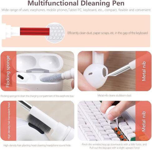 Cleaning Pen for AirPods 2 3 Pro Multifunction Cleaner Kits High Density Brush for Earbuds Keyboard Laptop Keycap Puller in Kuwait