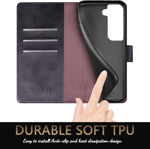SUANPOT for Samsung Galaxy S22+/S22 Plus 5G with RFID Blocking Leather Wallet case Credit Card Holder,Flip Folio Book Phone case Shockproof Cover Women Men for Samsung S22+ case Wallet Black in Saudi Arabia