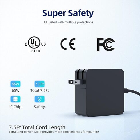 65W 45W USB C Charger Fit for Samsung Galaxy Book Flex Ion 15.6"13.3",NP950QCG NP930QCG NP950XCJ NP930XCJS K01US Galaxy Book NP750TDA-XD2US USB-C Type C AC Laptop Power Supply Adapter Cord in Saudi Arabia