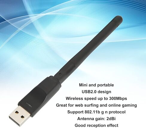 2.4 جيجا هرتز لاسلكي 300 متر عالي السرعة USB واي فاي، محول شبكة USB عالي السرعة 2dBi هوائي كسب الكمبيوتر يدعم 802.11b G N Protocol، متوافق مع ويندوز 7/8/10/Vista in Kuwait